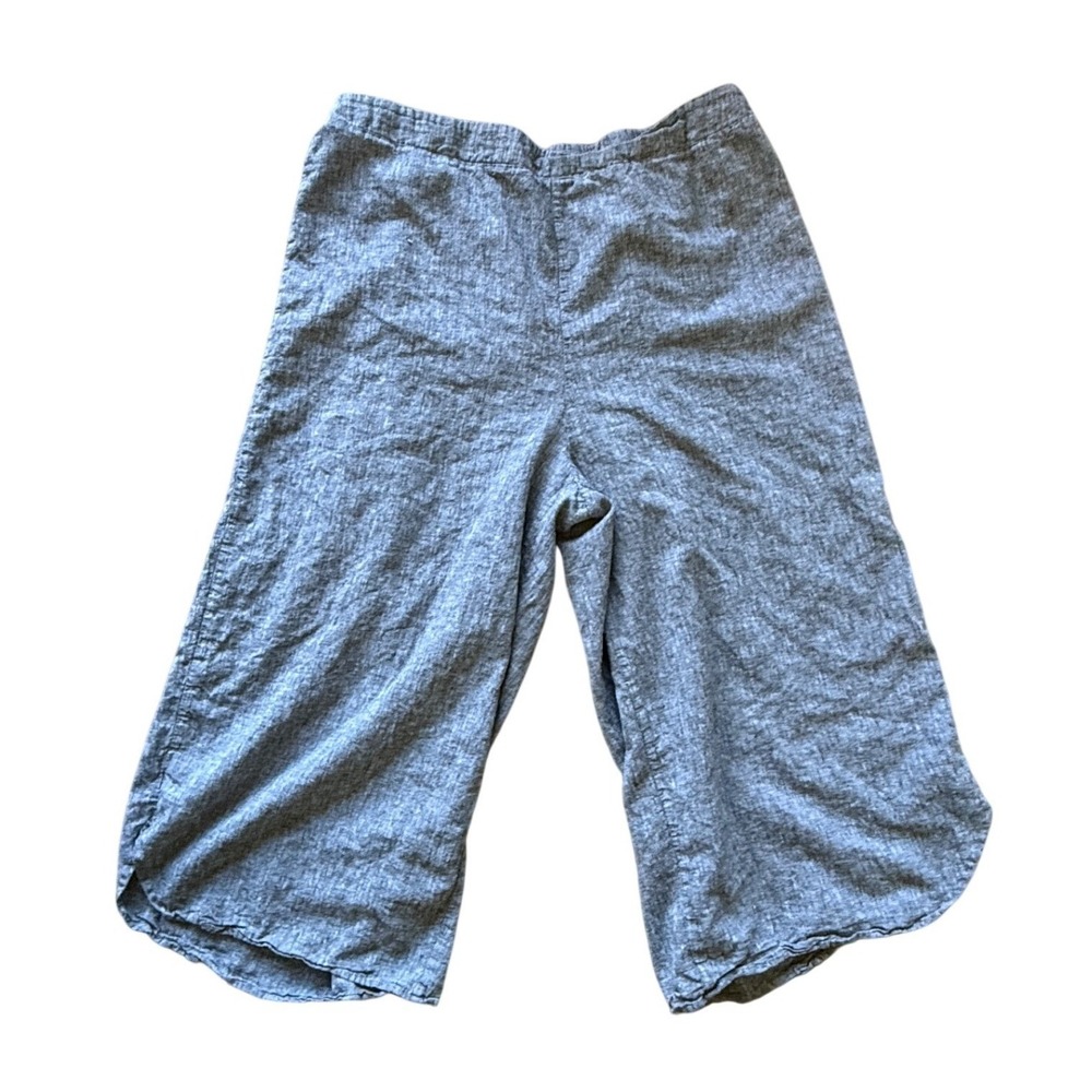 Cynthia Rowley Blue Gray Linen Cotton Blend Wide Leg Crop Pants Plus Size 2X